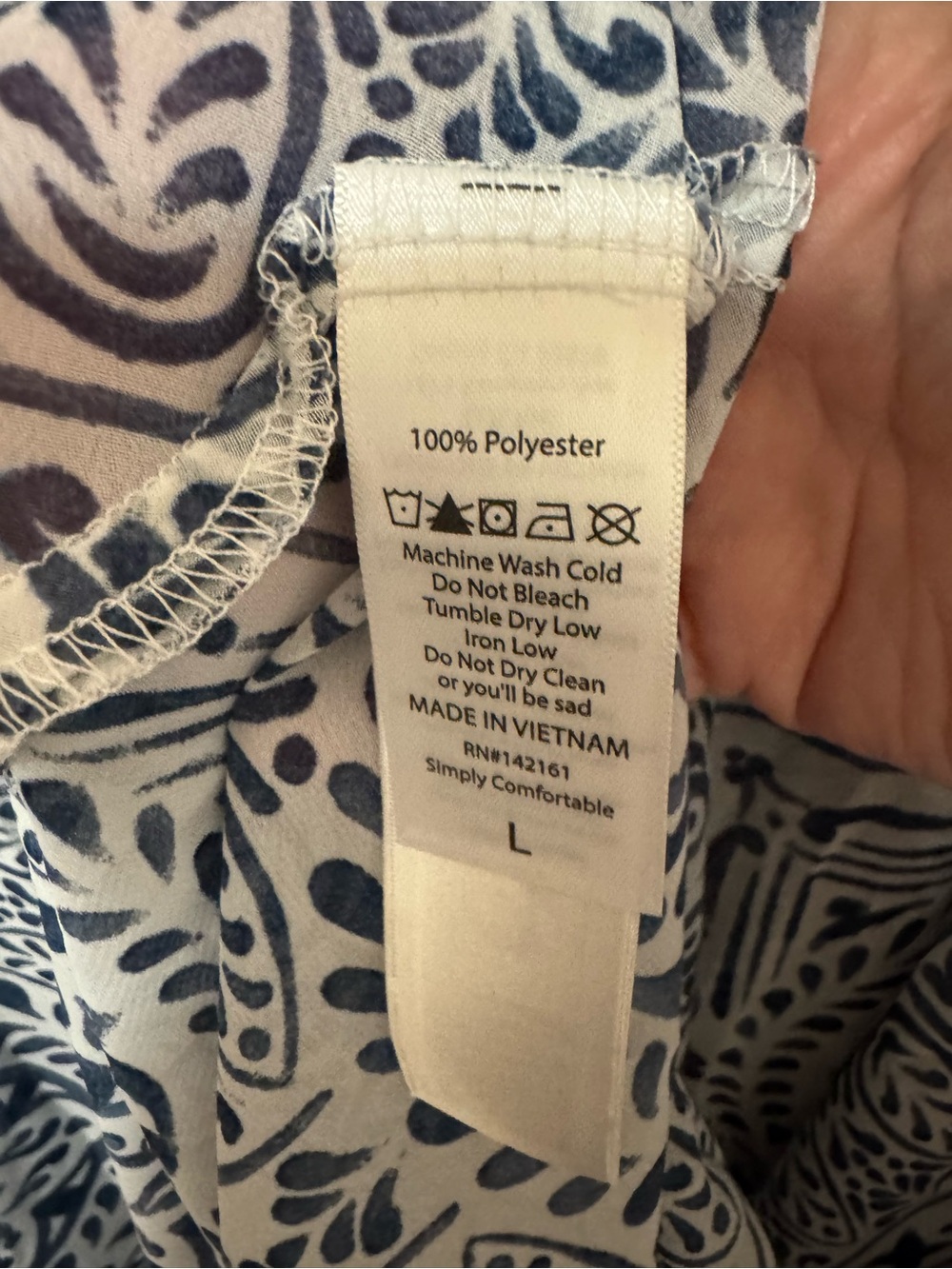 NWT LuLaRoe Breezy Duster Vest Large Blue White Tile Print Open Front Cover Up - Picture 5 of 6
